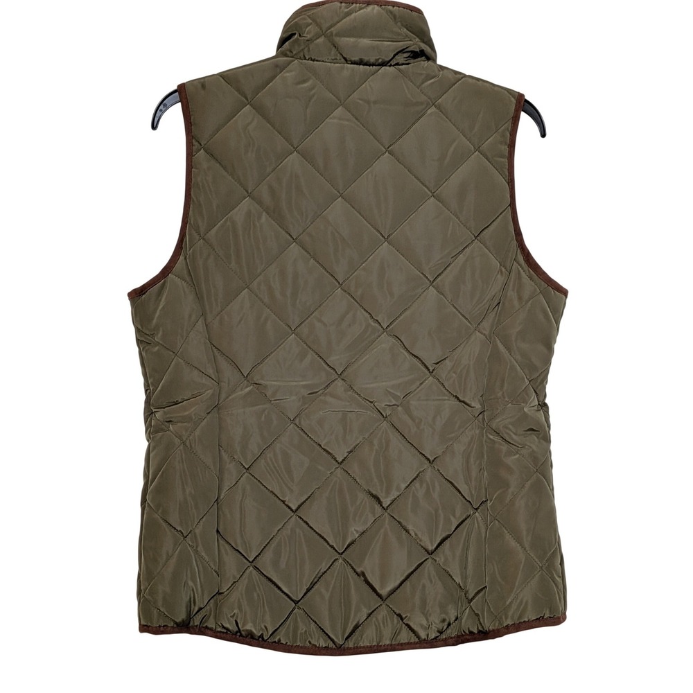 G.H. Bass & Co Quilted Barn Vest Olive Green Womens Size S Puffer Padded Pockets - Picture 3 of 9